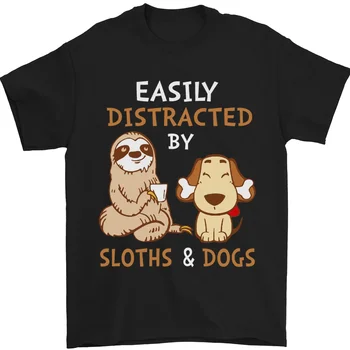 Забавная футболка для собак и ленивцев с СДВГ из 100% хлопка, которую легко отвлечь