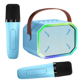 Караоке-машина для детей и взрослых, портативный Bluetooth-динамик с 2 беспроводными микрофонами для телевизора, домашняя вечеринка по случаю дня рождения, прочный