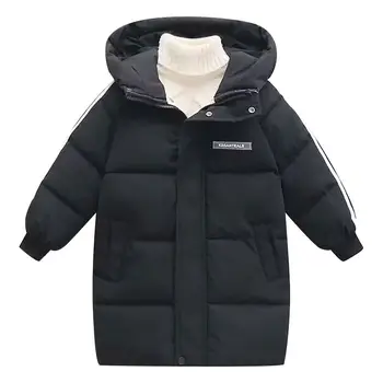 Новое зимнее детское пуховое пальто для мальчиков и девочек 3-10 лет, хлопковое пальто средней длины, модное Корейское плюшевое утолщенное теплое пальто