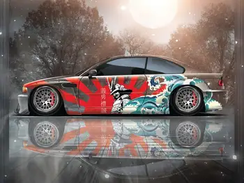 Обертка для автомобиля Samurai, японская автомобильная ливрея, литая виниловая обертка, Наклейка на автомобиль из аниме 