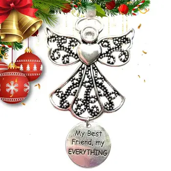 Рождественские украшения в виде Ангела, подвеска в виде Ангела, металлические украшения для рождественской елки, брелок для ключей, зеркало заднего вида, декор рюкзака