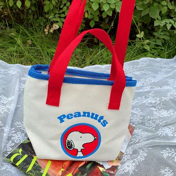 Симпатичная холщовая сумка из аниме Kawaii Snoopy, сумка через плечо, сумка большой емкости, сумка для покупок большой емкости
