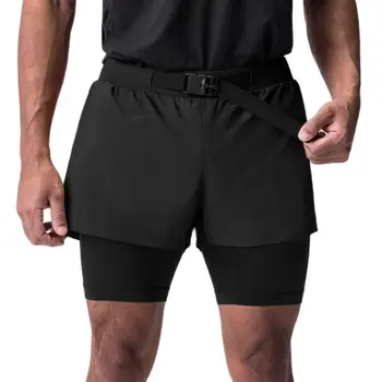 Спортивные шорты для бега 2 в 1, мужские летние быстросохнущие Спортивные штаны для тренажерного зала, фитнеса, бодибилдинга, Бермуды, мужская спортивная одежда для тренировок.